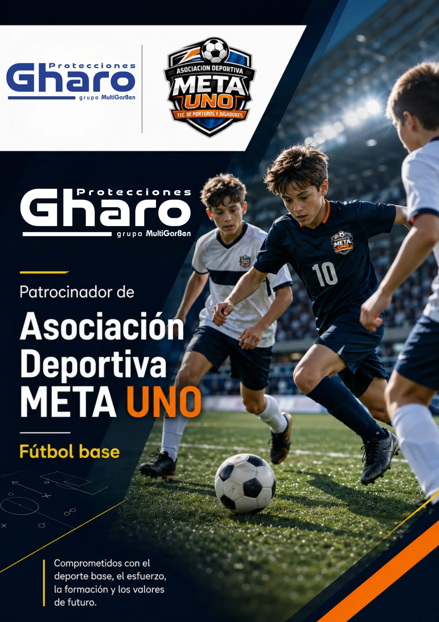 Protecciones Gharo parte del grupo empresarial Grupo MultiGarBen, patrocinador de Asociación Deportiva META UNO – Fútbol base